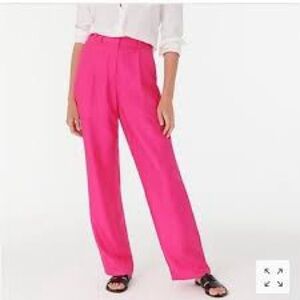 J. Crew Collection Pleated Wide-leg Pant in Silk Twill Pink Trouser Size 8